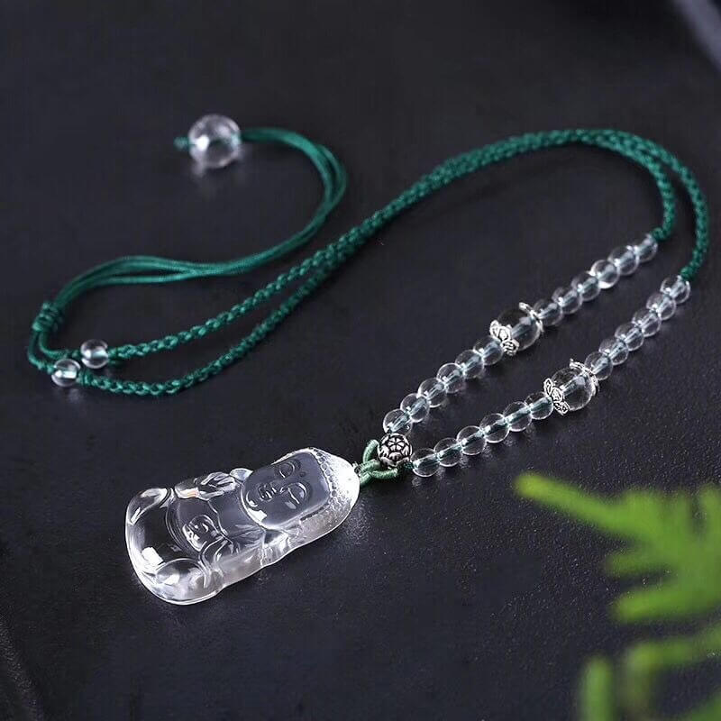 Pendentif Bouhdda Cristal de Roche avec Chaîne