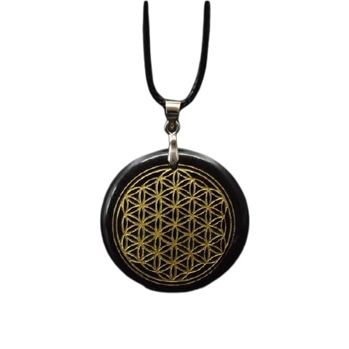 Pendentif Sacré Fleur de Vie Pierre Naturelle avec Chaîne