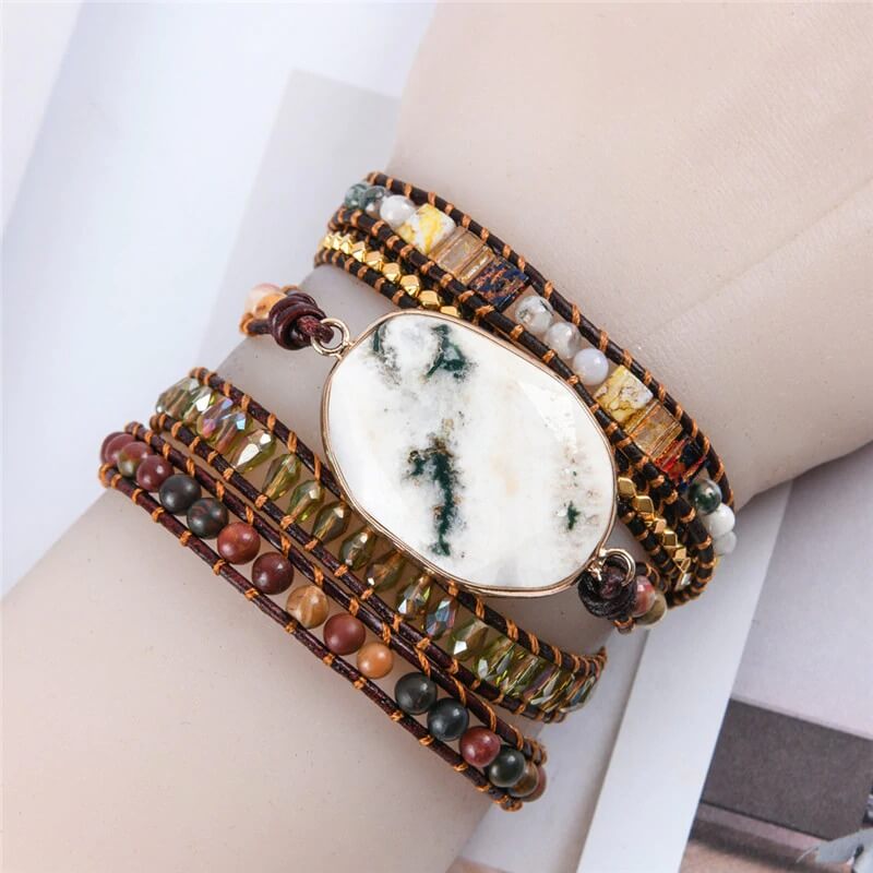 Bracelet Wrap en Agate - Équilibre et Armonie