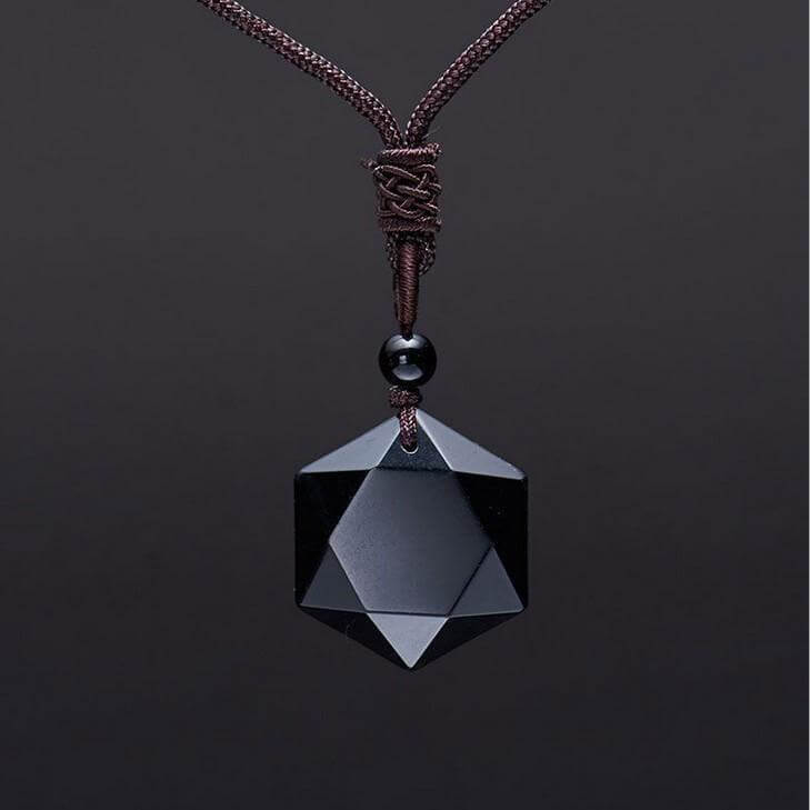 Pendentif Merkaba Obsidienne avec Chaîne