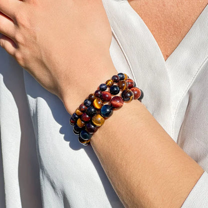 Bracelet Œil de Tigre, de Taureau et de Faucon - Protection Suprême