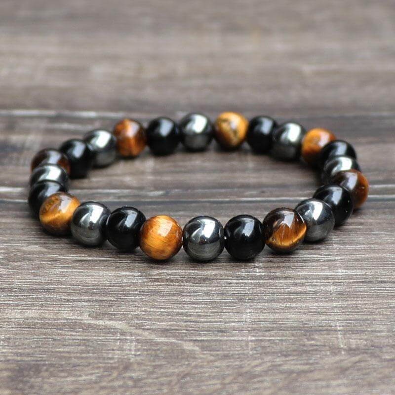 Bracelet Œil de Tigre, Hématite, Obsidienne Noire - Triple Protection