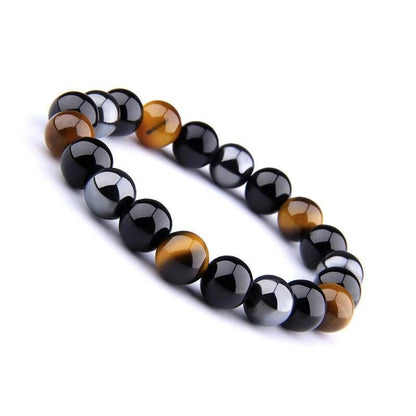 Bracelet Œil de Tigre, Hématite, Obsidienne Noire - Triple Protection