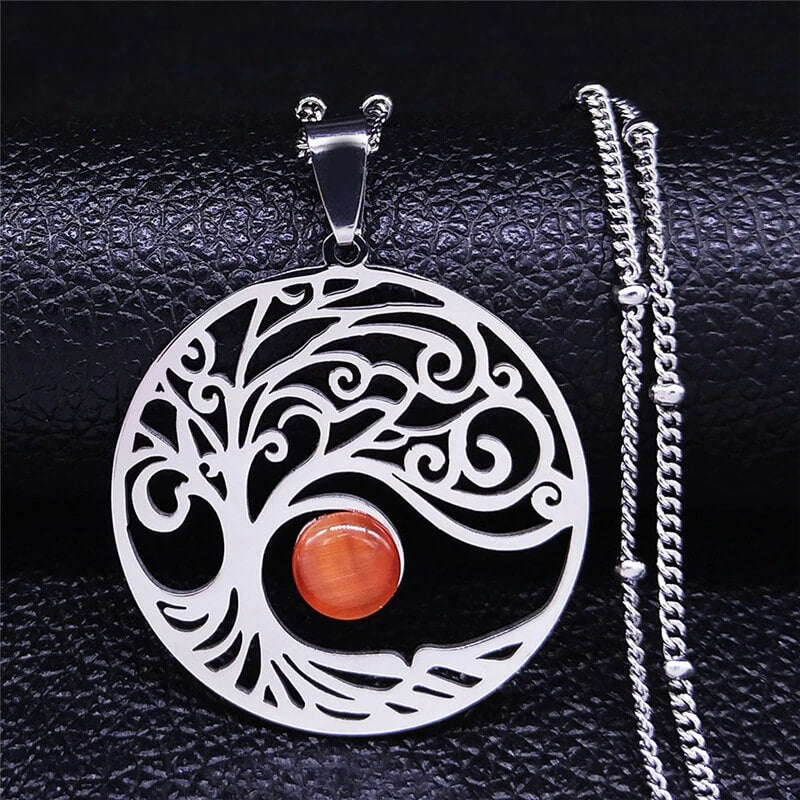 Pendentif Arbre de Vie Opale avec Chaîne