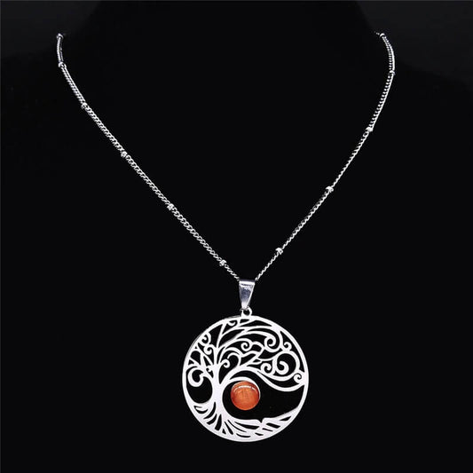Pendentif Arbre de Vie Opale avec Chaîne