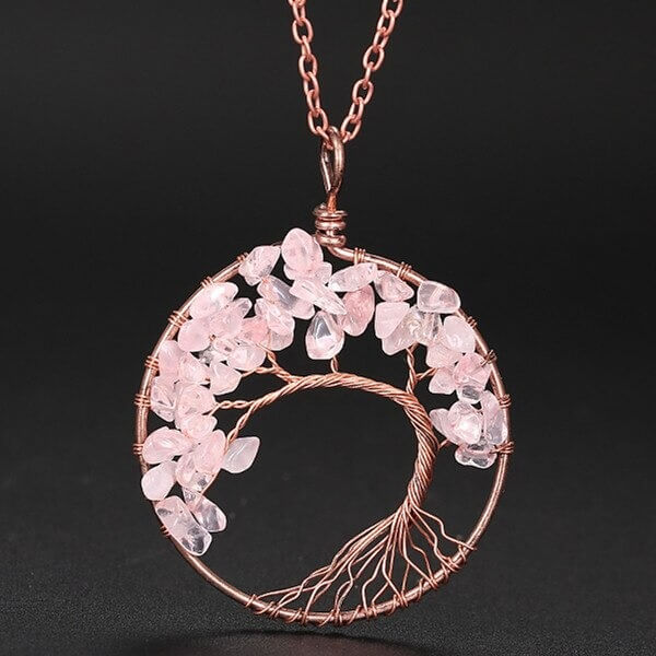 Pendentif Arbre de Vie Pierres Naturelles avec Chaîne