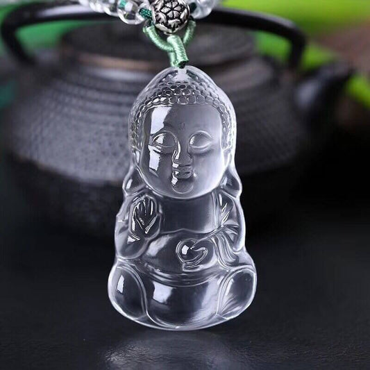 Pendentif Bouhdda Cristal de Roche avec Chaîne