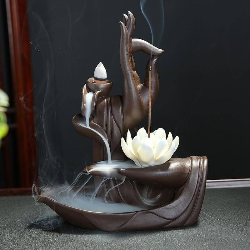 Brûle-Encens Céramique Lotus Blanc + 20 cônes d'encens offerts