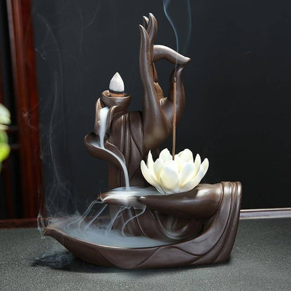 Brûle-Encens Céramique Lotus Blanc + 20 cônes d'encens offerts