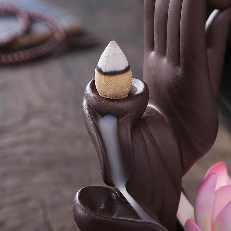 Brûle-Encens Céramique Lotus Blanc + 20 cônes d'encens offerts