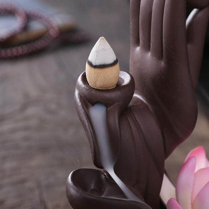 Brûle-Encens Céramique Lotus Blanc + 20 cônes d'encens offerts