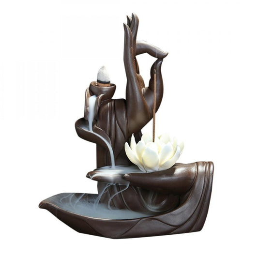 Brûle-Encens Céramique Lotus Blanc + 20 cônes d'encens offerts