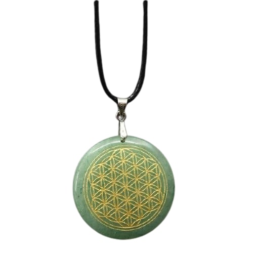 Pendentif Sacré Fleur de Vie Pierre Naturelle avec Chaîne