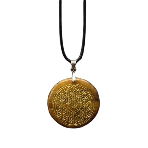 Pendentif Sacré Fleur de Vie Pierre Naturelle avec Chaîne