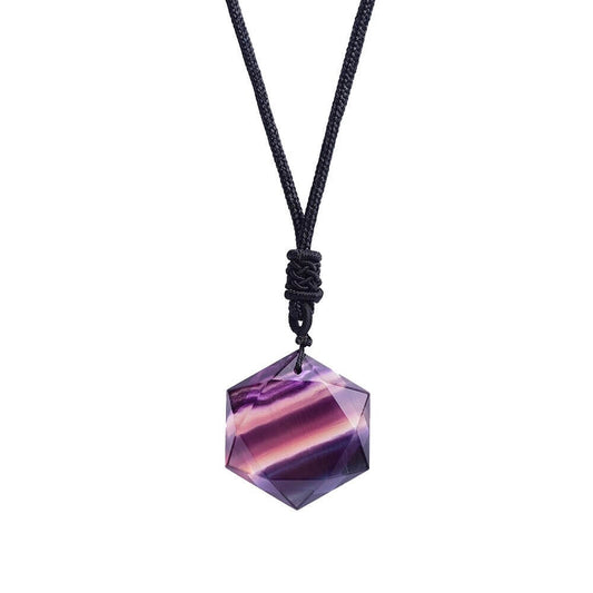 Pendentif Merkaba Fluorite Arc-en-Ciel avec Chaîne