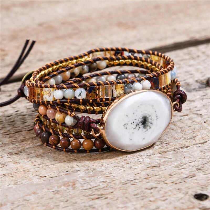 Bracelet Wrap en Agate - Équilibre et Armonie