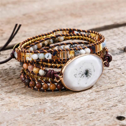 Bracelet Wrap en Agate - Équilibre et Armonie