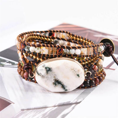 Bracelet Wrap en Agate - Équilibre et Armonie