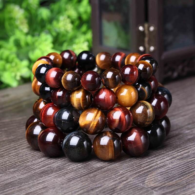 Bracelet Œil de Tigre, de Taureau et de Faucon - Protection Suprême