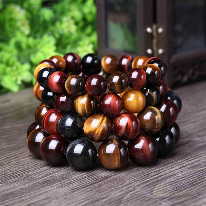 Bracelet Œil de Tigre, de Taureau et de Faucon - Protection Suprême