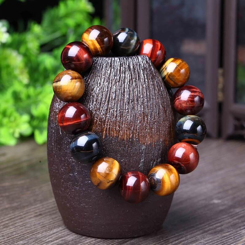 Bracelet Œil de Tigre, de Taureau et de Faucon - Protection Suprême