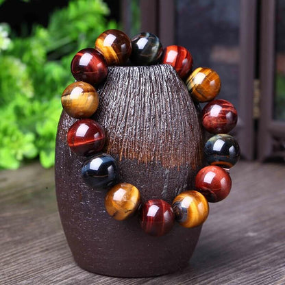 Bracelet Œil de Tigre, de Taureau et de Faucon - Protection Suprême