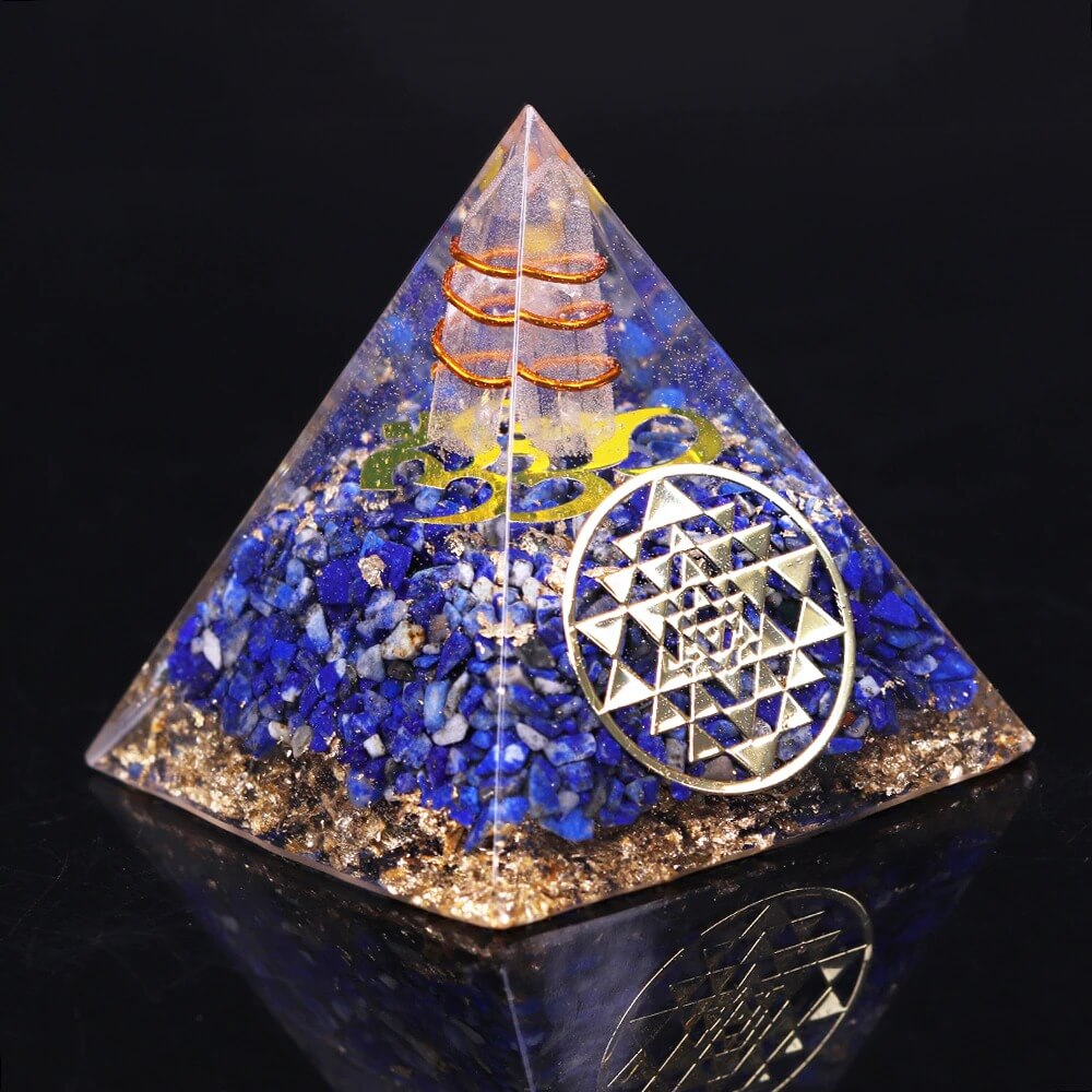 Pyramide Orgonite Lapis Lazuli et Cristal de Roche - Harmonie du Foyer