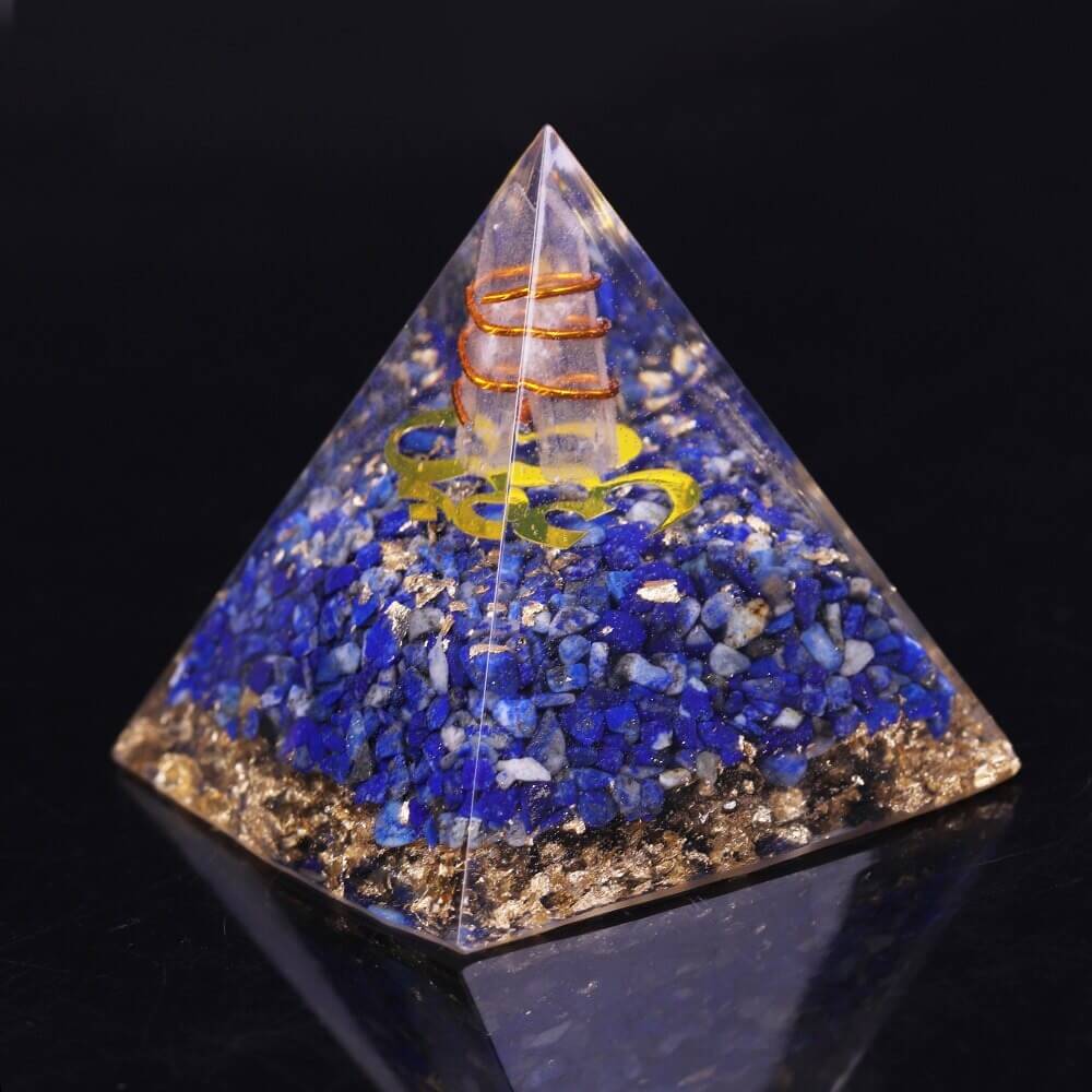 Pyramide Orgonite Lapis Lazuli et Cristal de Roche - Harmonie du Foyer