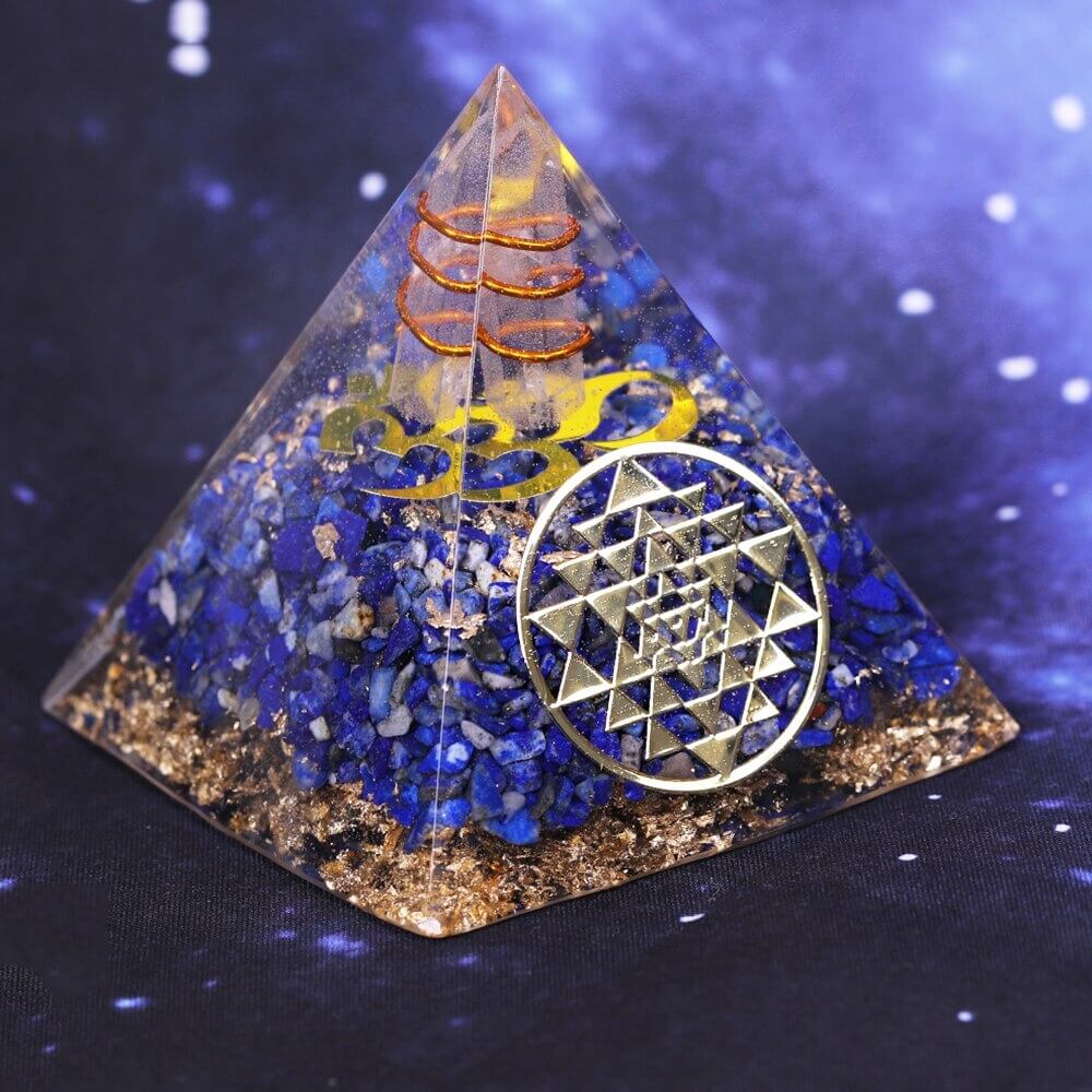 Pyramide Orgonite Lapis Lazuli et Cristal de Roche - Harmonie du Foyer