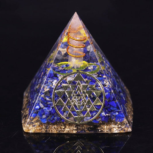 Pyramide Orgonite Lapis Lazuli et Cristal de Roche - Harmonie du Foyer