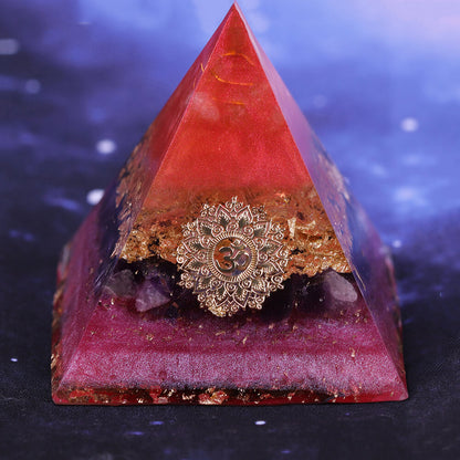 Pyramide Orgonite Cristal de Roche et Améthyste - Ouverture du Coeur