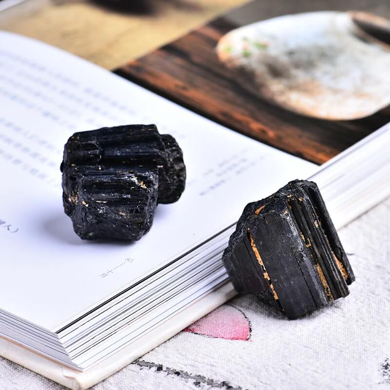 Lot de 2 Pierres Tourmaline Noires Brutes