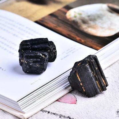 Lot de 2 Pierres Tourmaline Noires Brutes