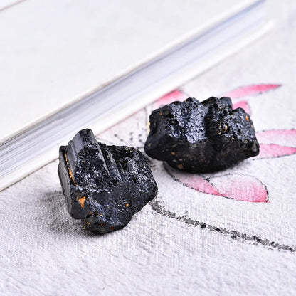 Lot de 2 Pierres Tourmaline Noires Brutes
